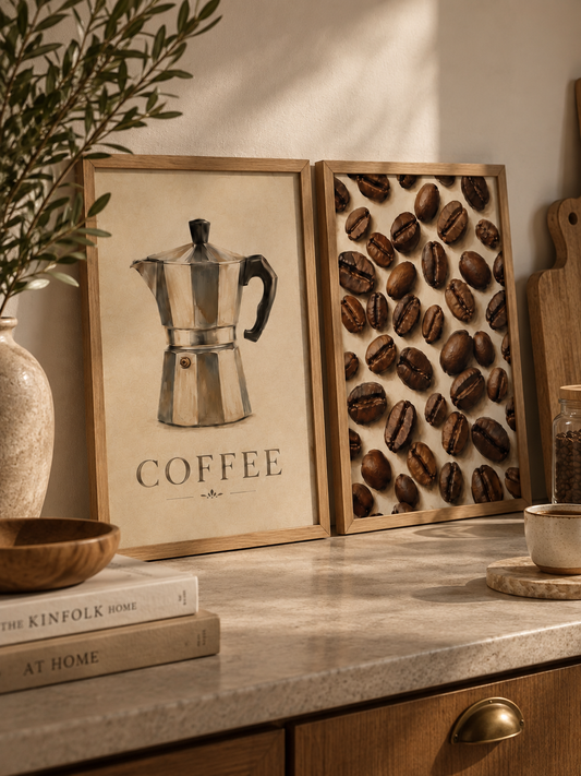 Duo d’affiches décoratives A4 sans cadre – Old Coffee