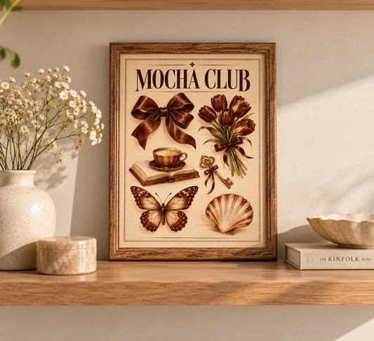 Affiche Mocha Club A4 – Café, Marron & Vintage