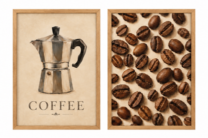 Duo d’affiches décoratives A4 sans cadre – Old Coffee