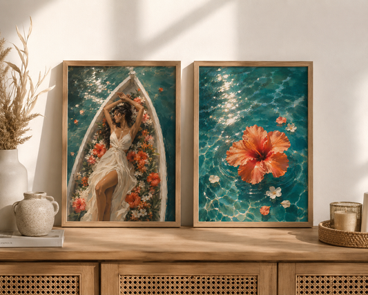 Duo d’affiches décoratives A4 sans cadre – Aurelia
