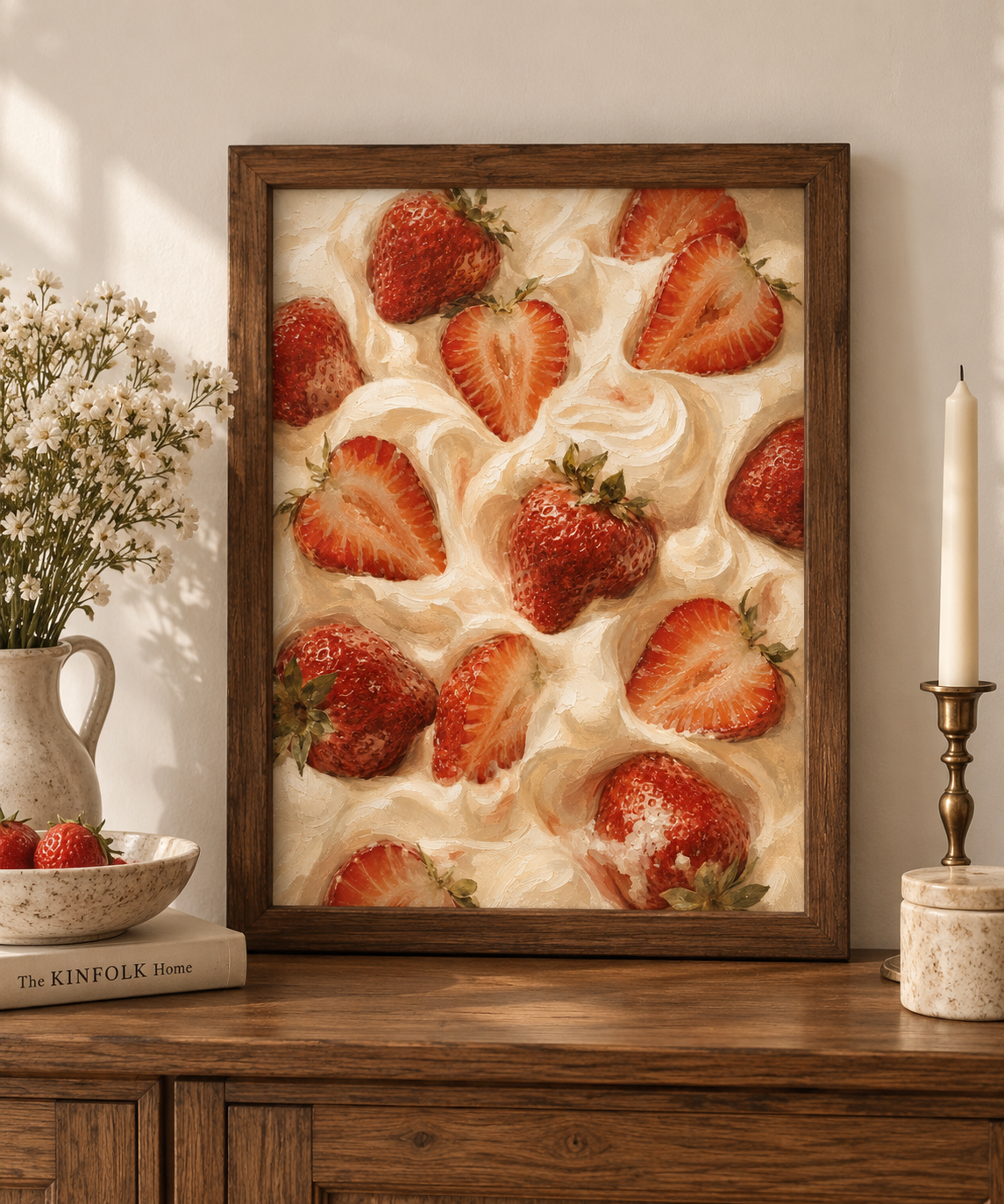 Affiche décorative A4 sans cadre – Cream & Strawberry