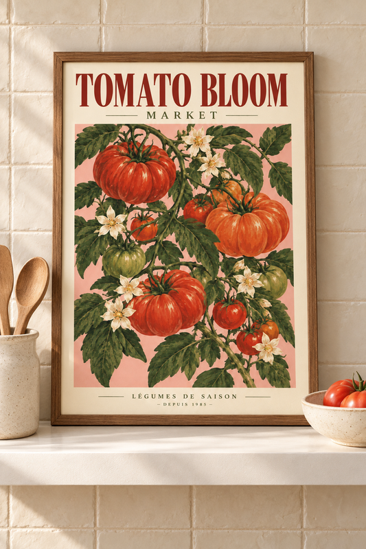 Affiche Tomato Bloom A4 – Tomates & Fleurs