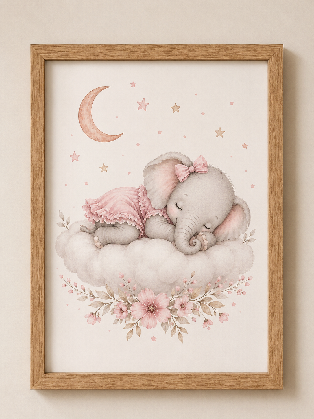 Petite affiche bébé A5 assortie - Ourson ou Éléphant endormi