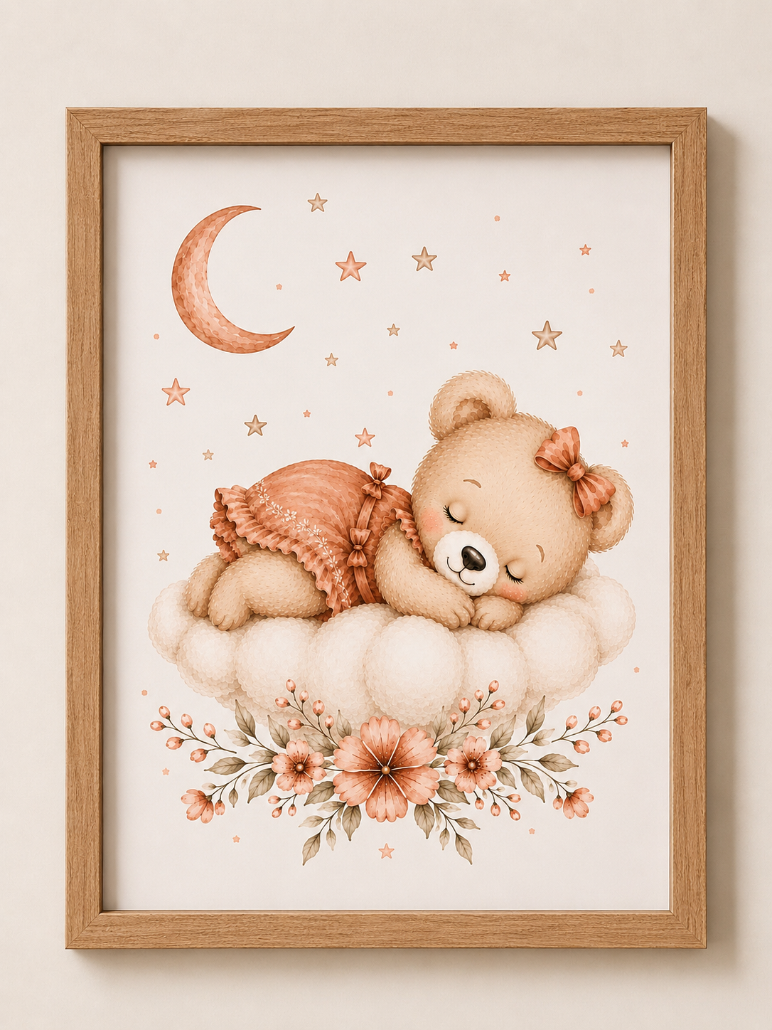 Petite affiche bébé A5 assortie - Ourson ou Éléphant endormi