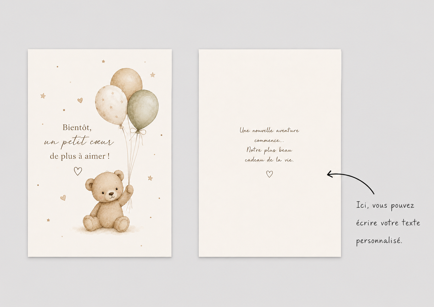 Carte Naissance Bébé – Bientôt, un petit cœur de plus à aimer