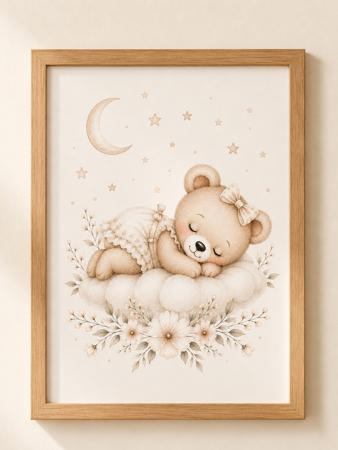 Petite affiche bébé A5 assortie - Ourson ou Éléphant endormi