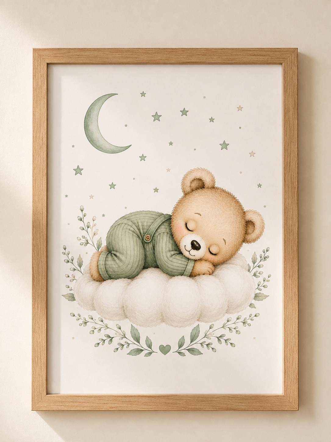 Petite affiche bébé A5 assortie - Ourson ou Éléphant endormi
