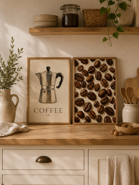 Duo d’affiches décoratives A4 sans cadre – Old Coffee