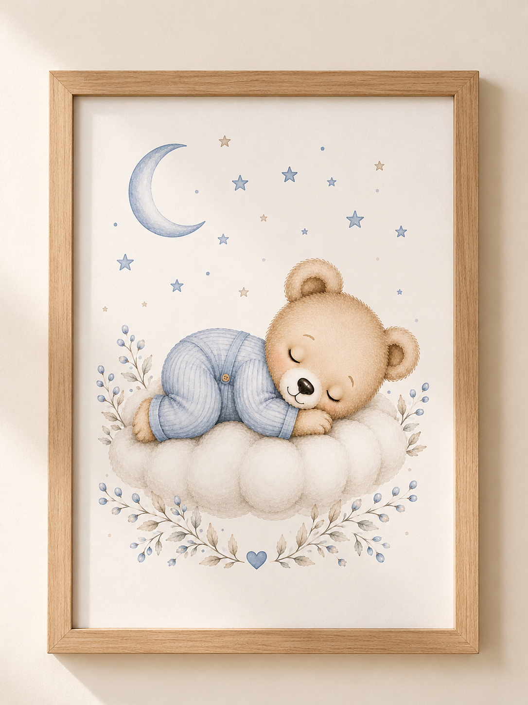 Petite affiche bébé A5 assortie - Ourson ou Éléphant endormi