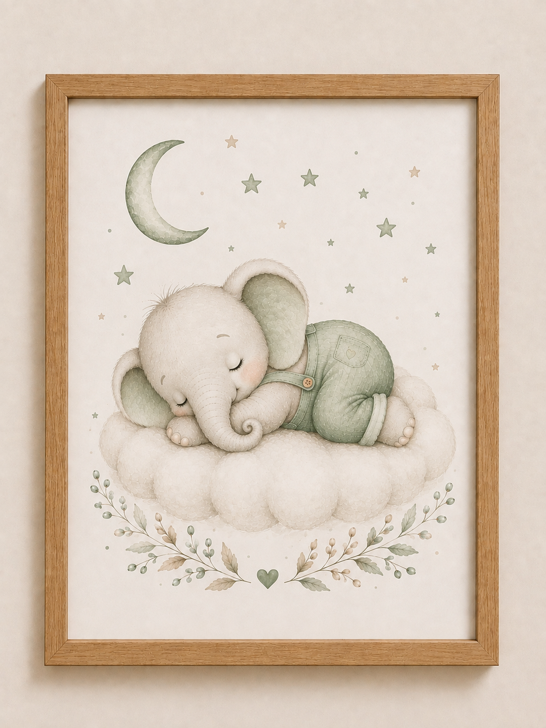 Petite affiche bébé A5 assortie - Ourson ou Éléphant endormi
