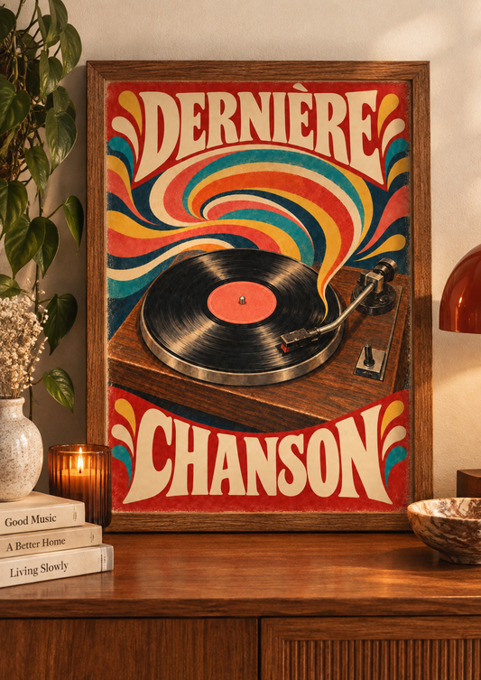 Affiche Dernière Chanson A4 – Vinyle & Tourne-Disque