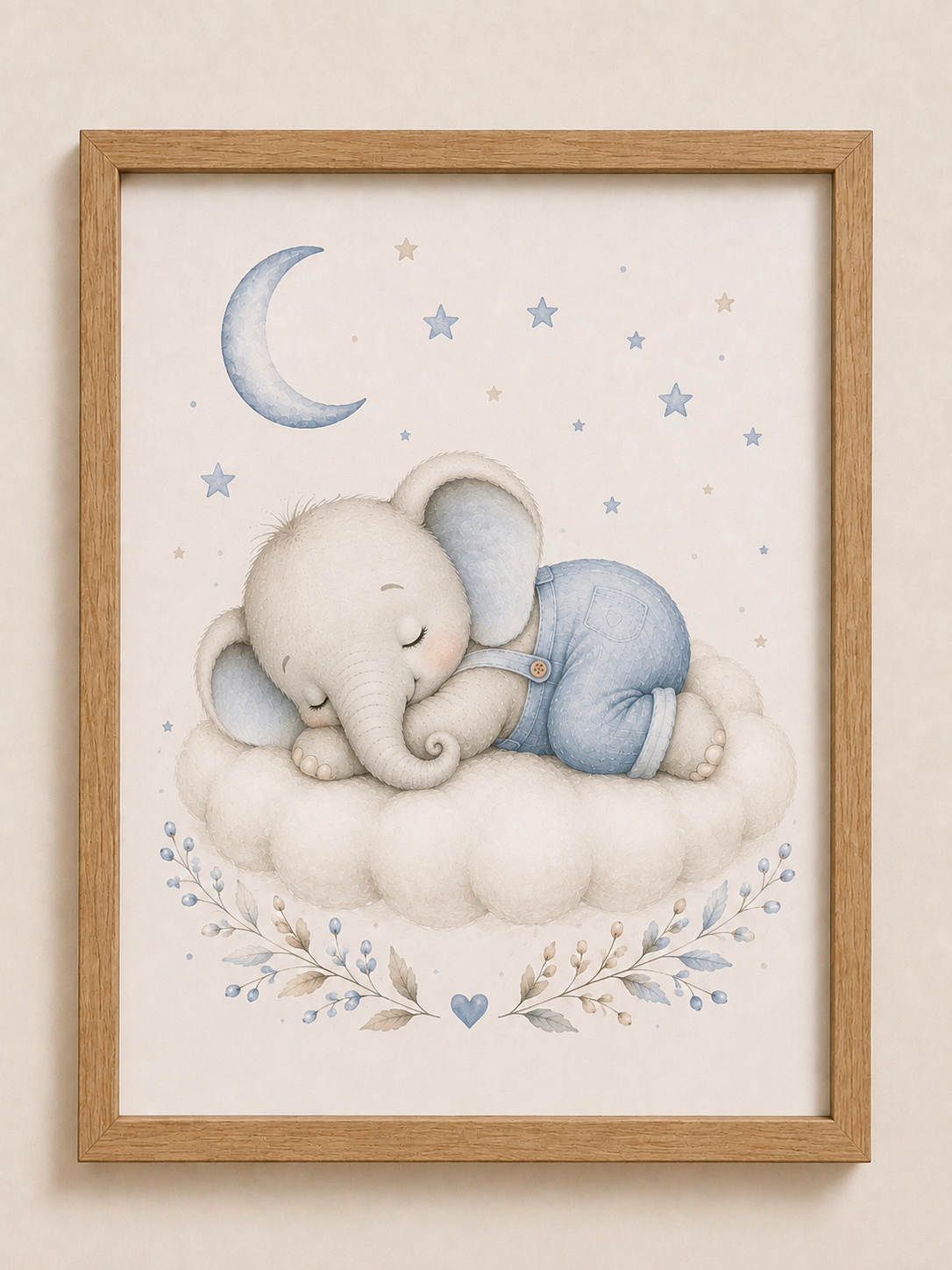 Petite affiche bébé A5 assortie - Ourson ou Éléphant endormi
