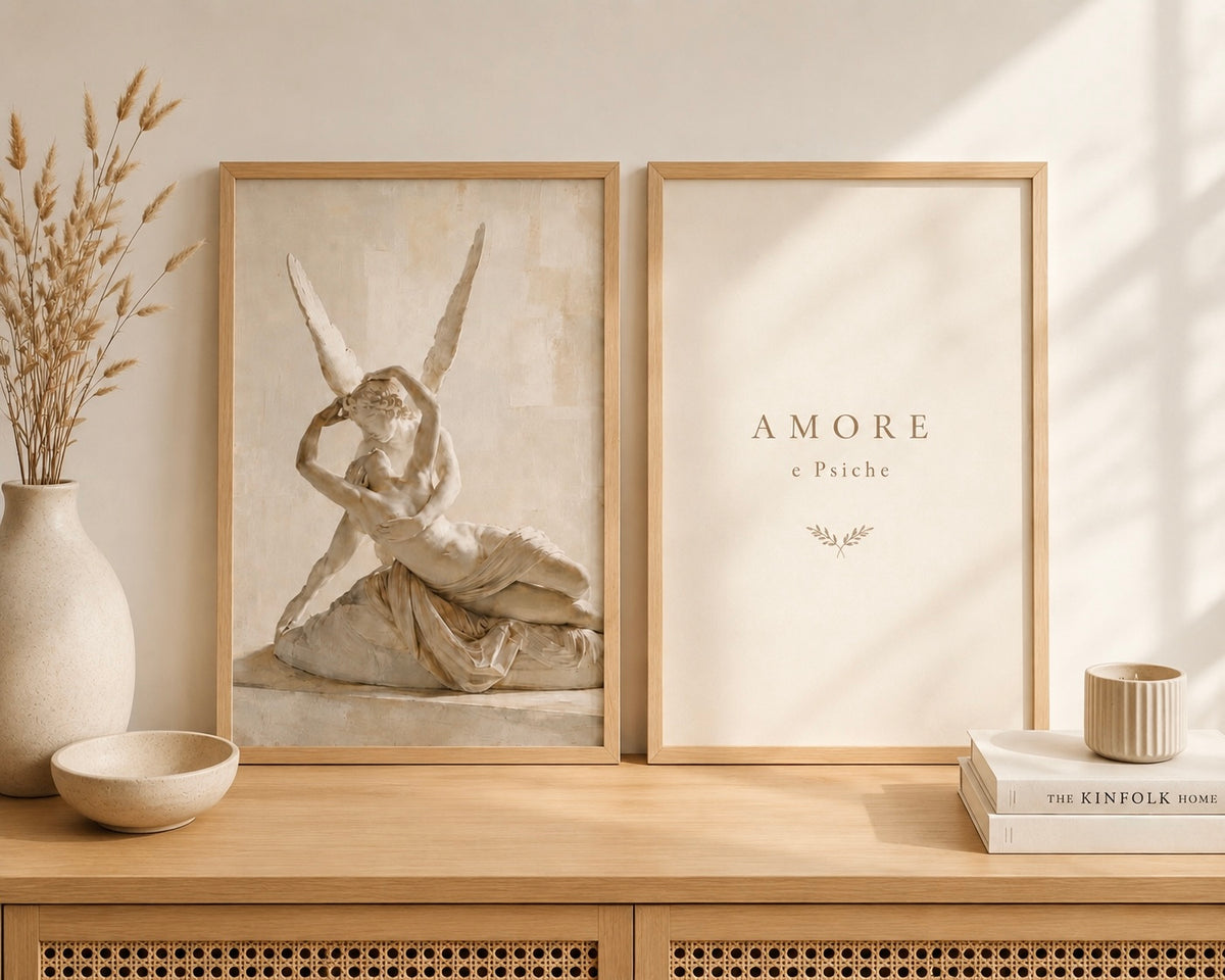Duo d’affiches décoratives A4 sans cadre – Éros & Psyché