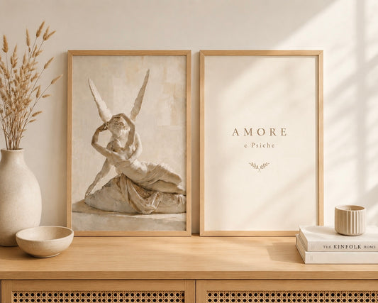 Duo d’affiches décoratives A4 sans cadre – Éros & Psyché
