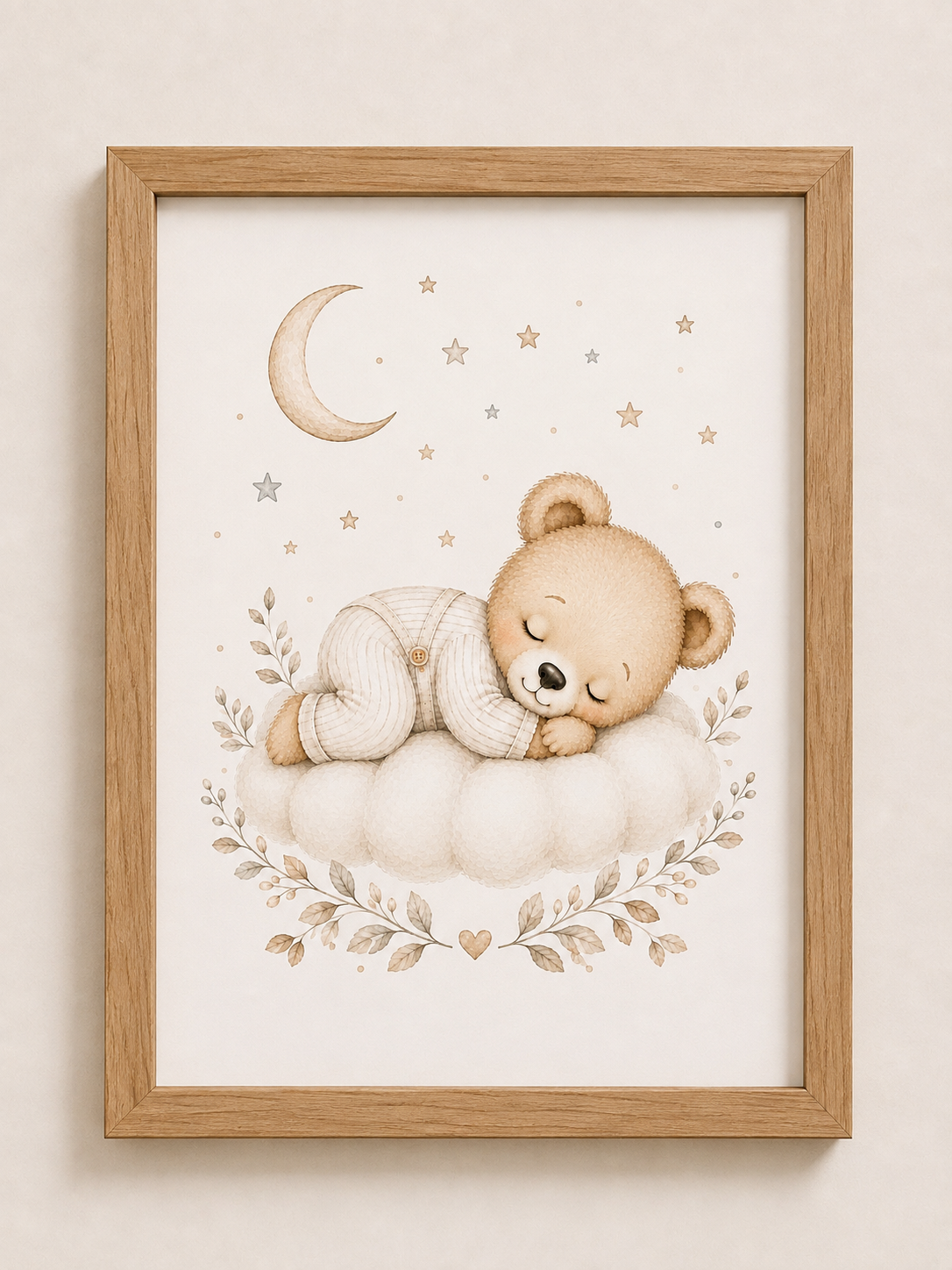 Petite affiche bébé A5 assortie - Ourson ou Éléphant endormi