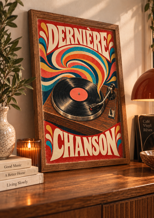 Affiche Dernière Chanson A4 – Vinyle & Tourne-Disque