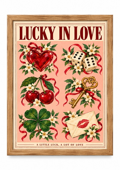 Affiche Lucky in Love A4 – Amour & Porte-Bonheur