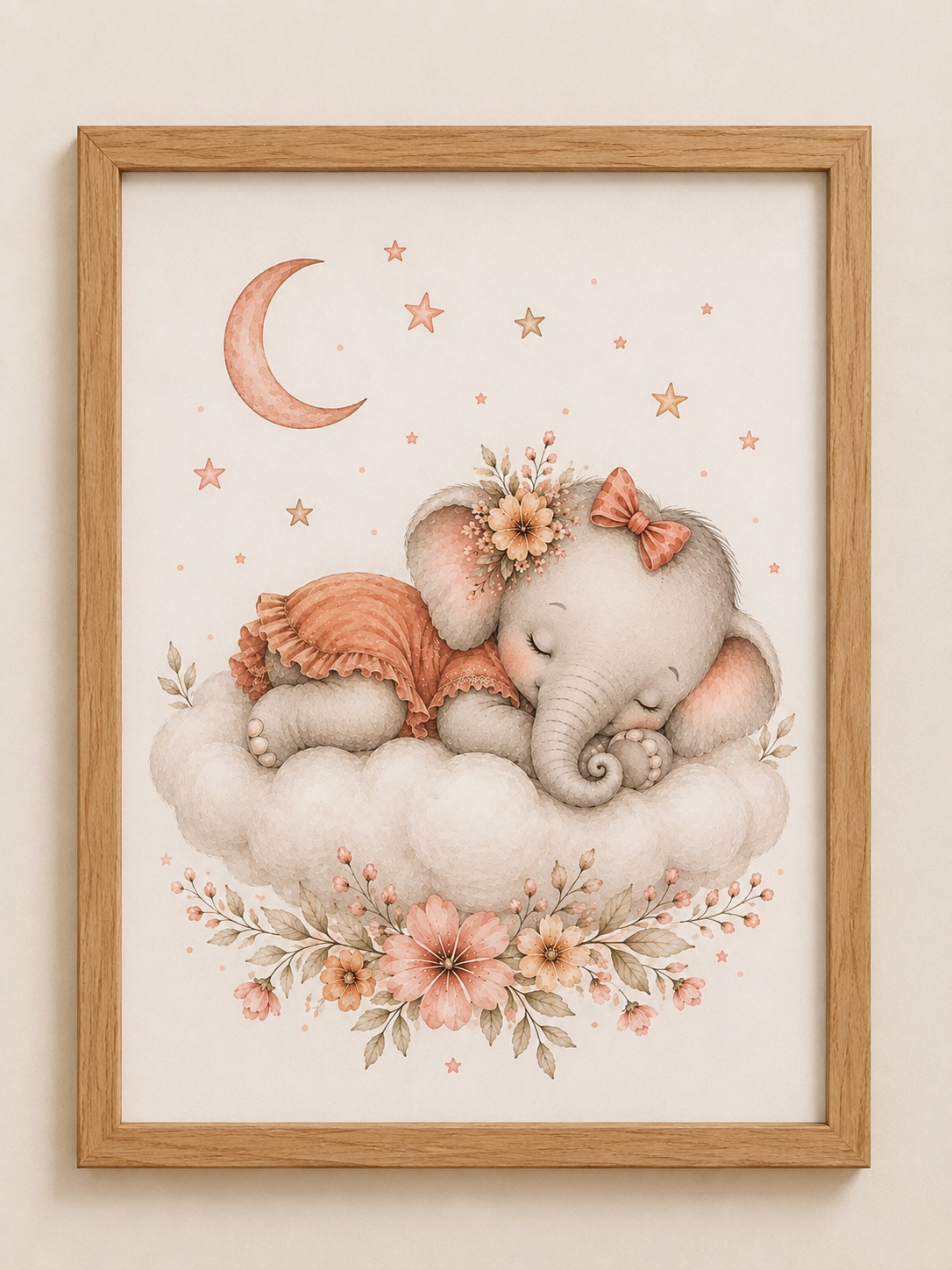 Petite affiche bébé A5 assortie - Ourson ou Éléphant endormi